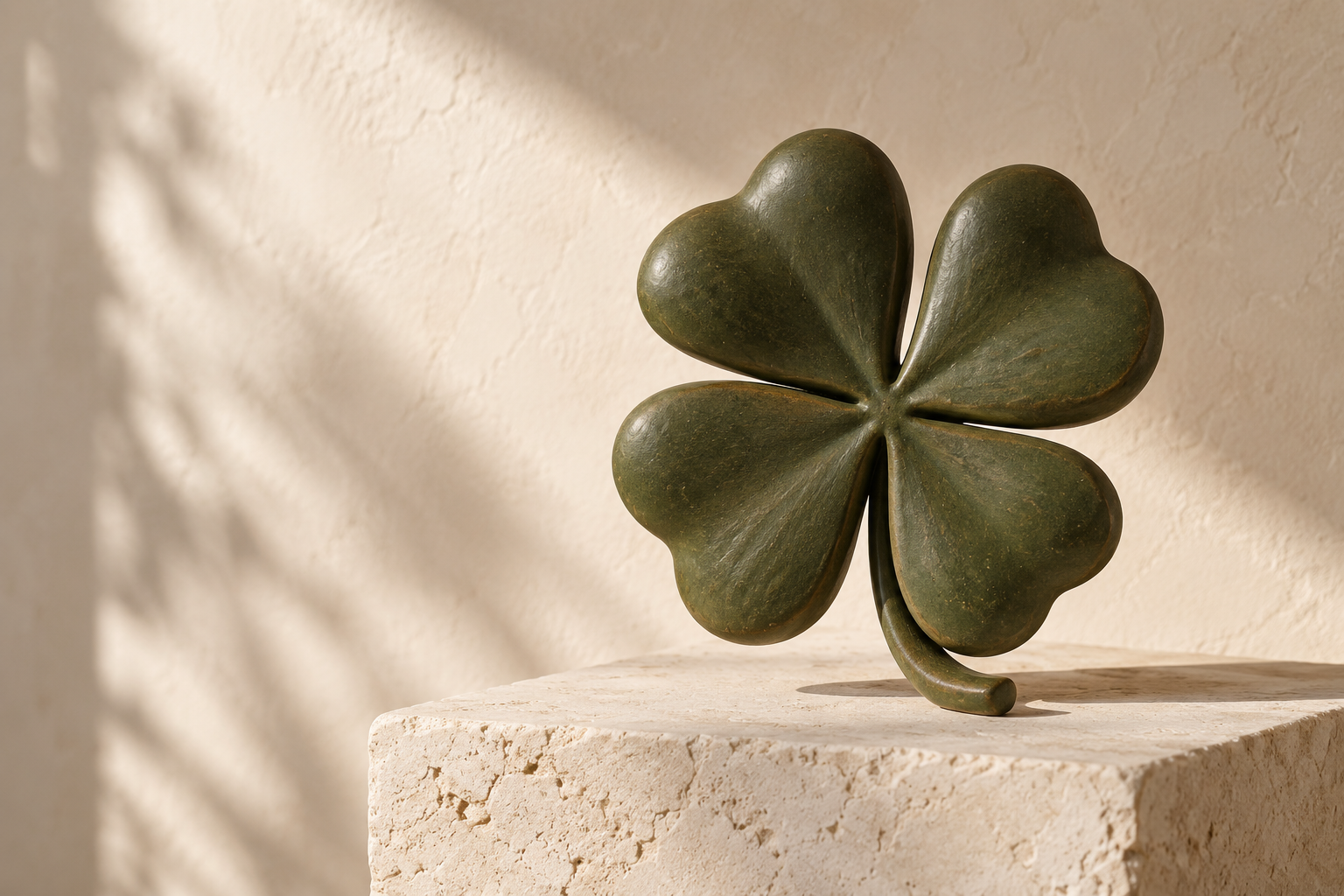 Clover sculptuur in natuurlijke olijftinten
